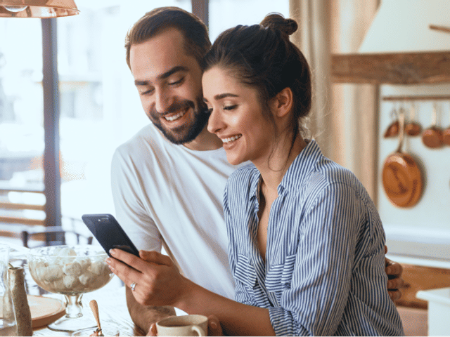 Happy couple using HomeRun app